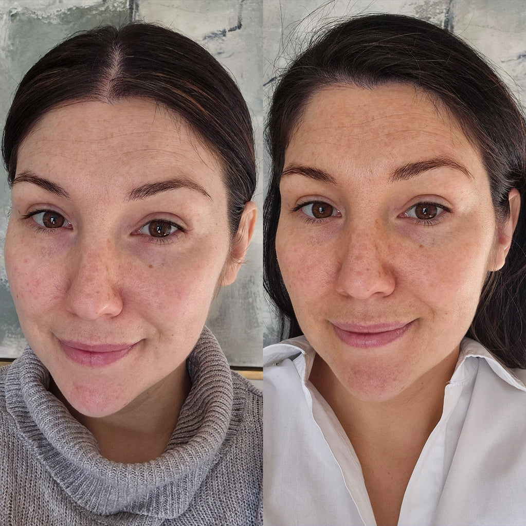 Before and after Glow & Protect SPF30 150ml