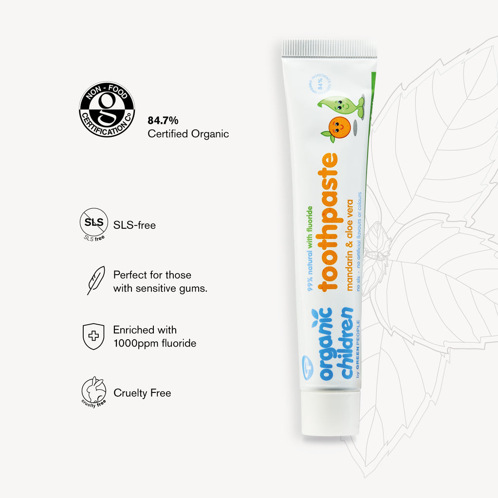 Organic Children Mandarin & Aloe Vera Toothpaste 50ml – With Fluoride